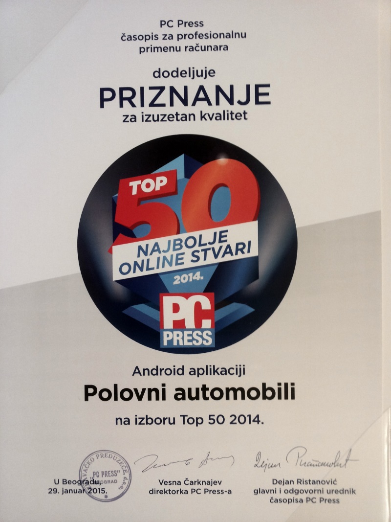 Android aplikacija Polovni automobili među pet najboljih u Srbiji